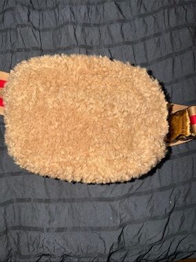 Anthropologie Tan Sherpa Belt Bag with Gold Zipper